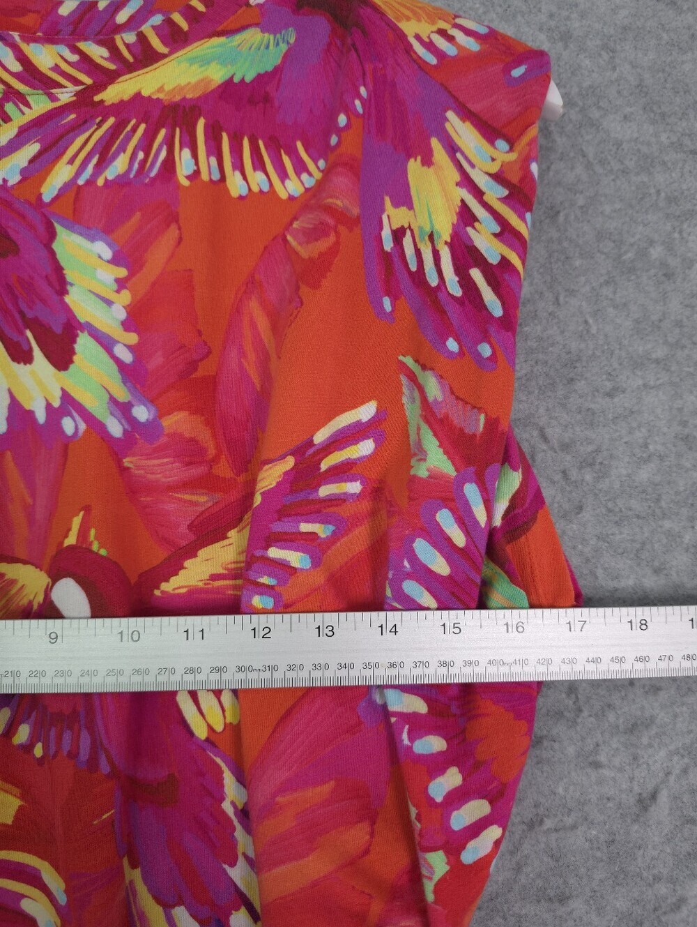 FARM Rio Orange Flying Birds Organic Cotton Jersy Mini Dress Padded Shoulders - Picture 8 of 9